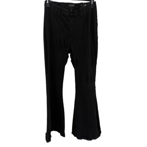 Judy Blue Wide Leg Jeans Women 11/30 Black Pull On Super Stretch Good Preowned